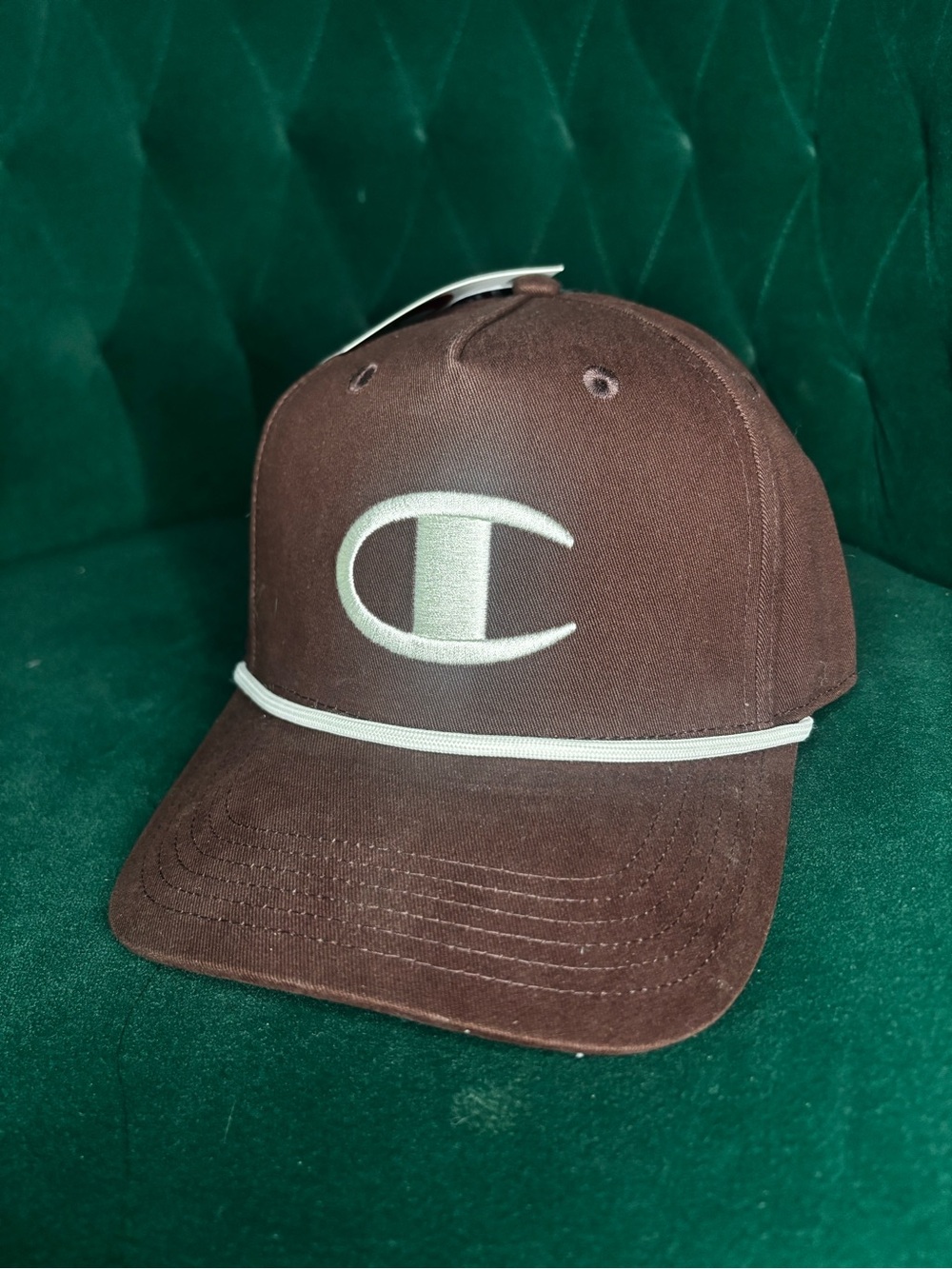 Champion Brown Twill Baseball Hat Cream C Logo NWT Snapback